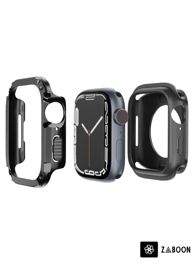 Zaboon حافظة ساعة آبل ووتش سيريس 8 / 7 45 مم 2 في 1 من مادة هجين TPU PC - Image 1