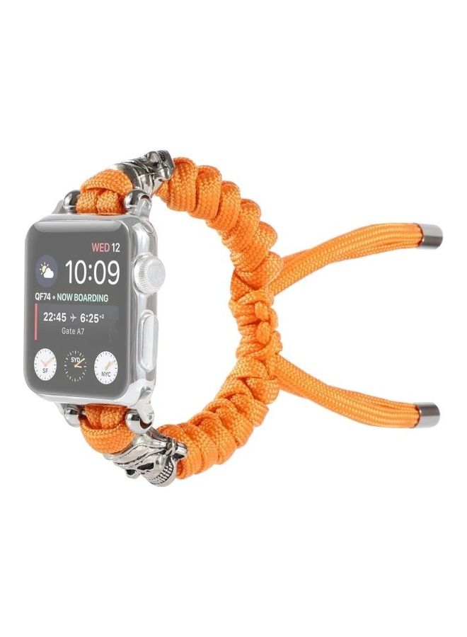NIBEMINENT Skull Umbrella Cord Braided Watch Strap For Apple Series 7/6/SE/5/4/3/2/1 45/44/42mm Orange - Image 1