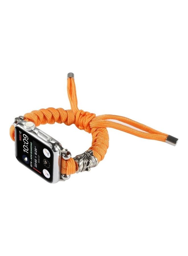 NIBEMINENT Skull Umbrella Cord Braided Watch Strap For Apple Series 7/6/SE/5/4/3/2/1 45/44/42mm Orange - Image 5