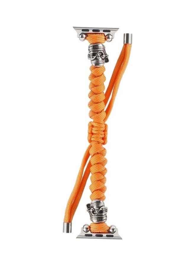 NIBEMINENT Skull Umbrella Cord Braided Watch Strap For Apple Series 7/6/SE/5/4/3/2/1 45/44/42mm Orange - Image 2