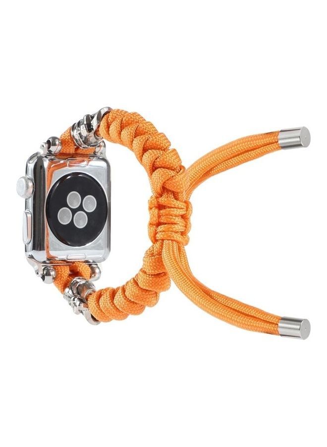 NIBEMINENT Skull Umbrella Cord Braided Watch Strap For Apple Series 7/6/SE/5/4/3/2/1 45/44/42mm Orange - Image 4