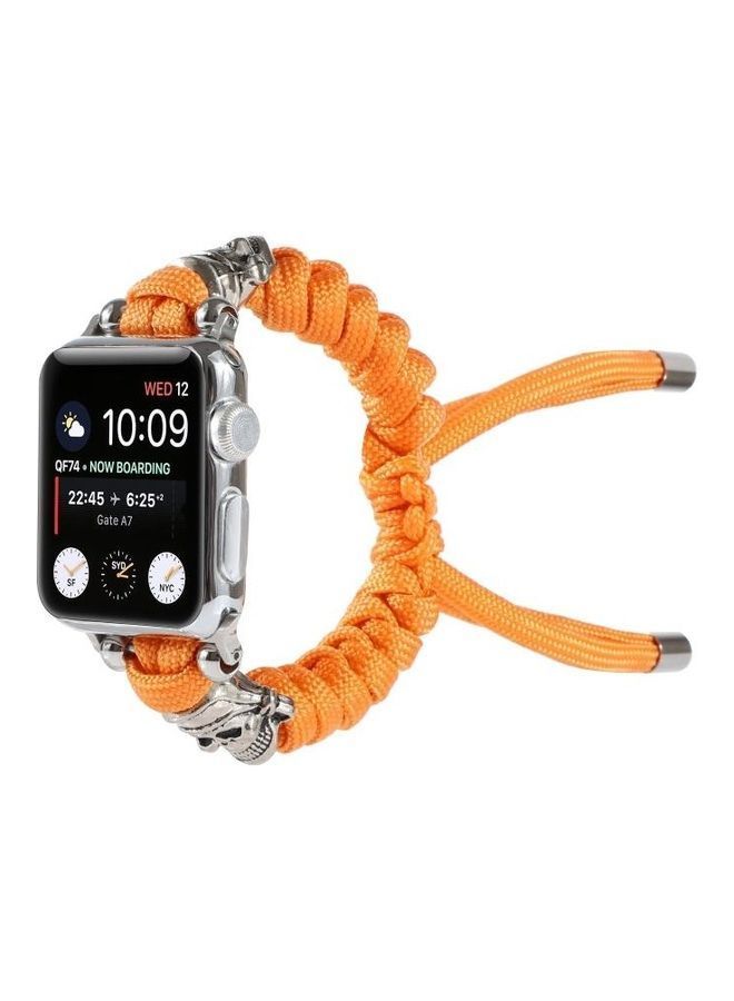 NIBEMINENT Skull Umbrella Cord Braided Watch Strap For Apple Series 7/6/SE/5/4/3/2/1 45/44/42mm Orange - Image 3