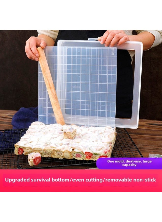 Generic - Snowflake Crisp Mold Nougat Special Live Bottom Cooling Shaping Plate 28cm Square Plate Material Household Baking Tools-Specifications:Snowflake Cake, Nougat Double-sided Slices (plastic Plate Set)-Color:Transparent - Image 1