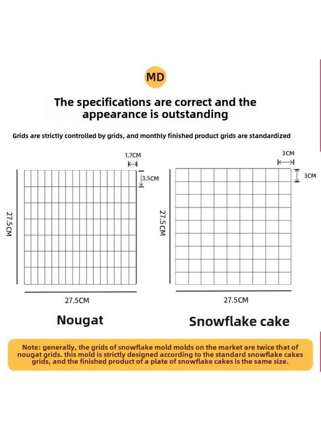 Generic - Snowflake Crisp Mold Nougat Special Live Bottom Cooling Shaping Plate 28cm Square Plate Material Household Baking Tools-Specifications:Snowflake Cake, Nougat Double-sided Slices (plastic Plate Set)-Color:Transparent - Image 1