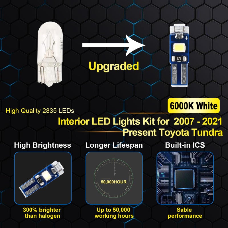 EASY EAGLE Super Bright LED Car Interior Lights, 6000k White Bulbs Kit for 2007-2019 2020 2021 Toyota Tundra with Install Toolï¼ˆ18 pcsï¼‰ - Image 4