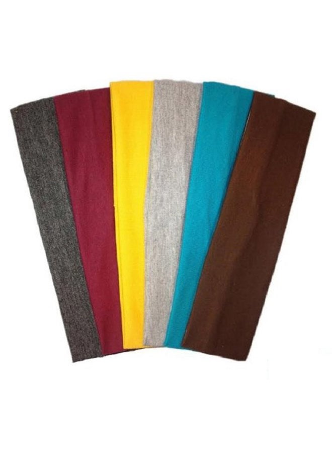 Kenz Laurenz Cotton Headbands 6 Pack Stretch Elastic Yoga Soft and Stretchy Sports Fashion Headband for Teens Women Girls by Kenz Laurenz (6 pc 2" Cotton Headbands-Warm)  - Image 2