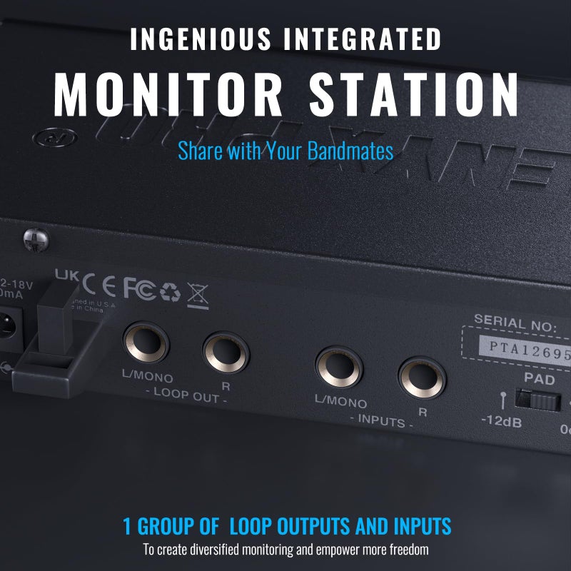 Phenyx Pro UHF Mono Wireless in-Ear Monitor System, Metal Wireless IEM System, Bodypack Receiver, 50 Adjustable Frequencies, Separate Outputs, 164ft Operation, Suitable for Band and Studio (PTM-11) - Image 4