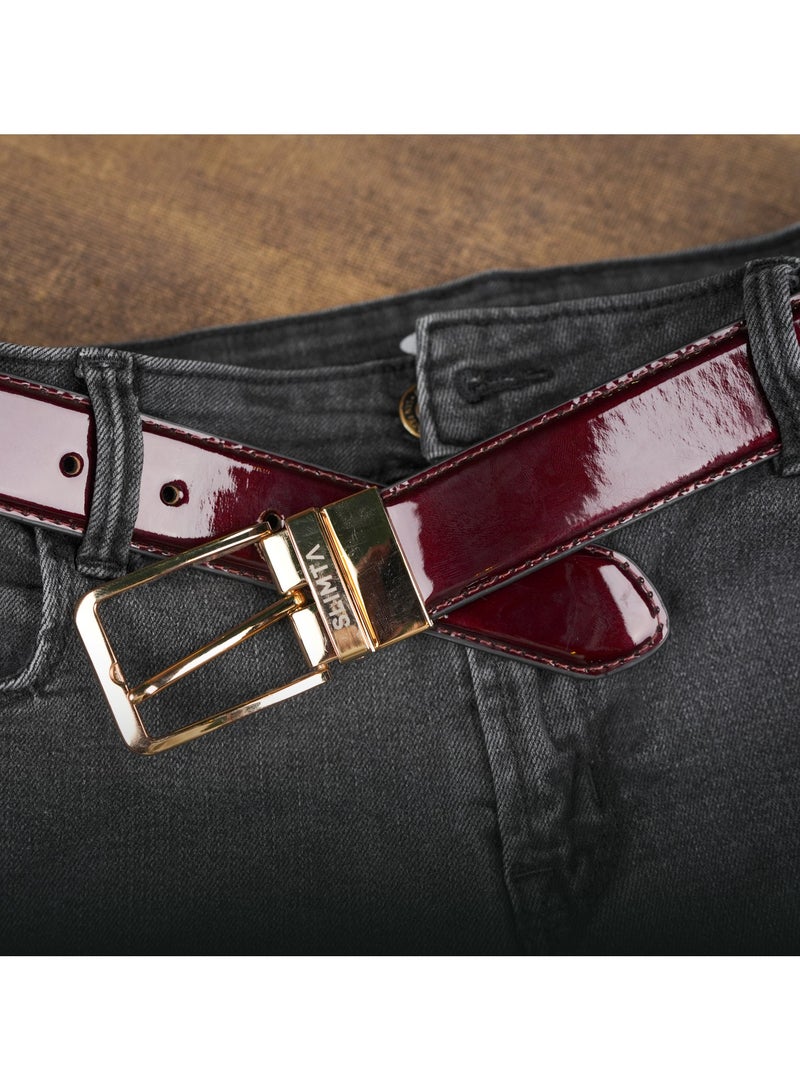 SLIMTA® Men's Classic Reversible Leather Belt with Rotating Buckle - Double-Sided in Two Colors - Image 5