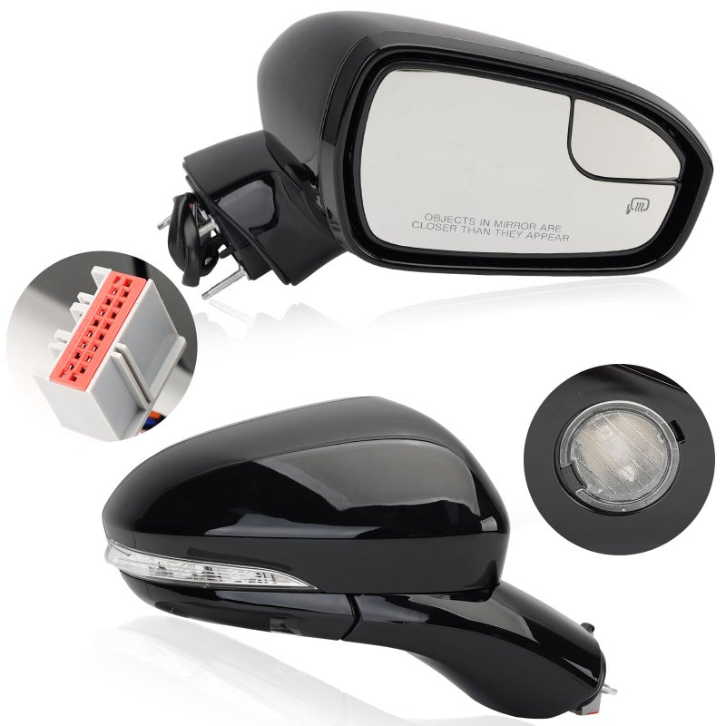 MOFOAP Right Passenger Side Mirror for 2013 2014 2015 2016 Ford Fusion Sedan S SE SE HybridPower Mirror with HeatedInhousing Signal LightPuddle LightsManual FoldingFord Fusion Mirror Black