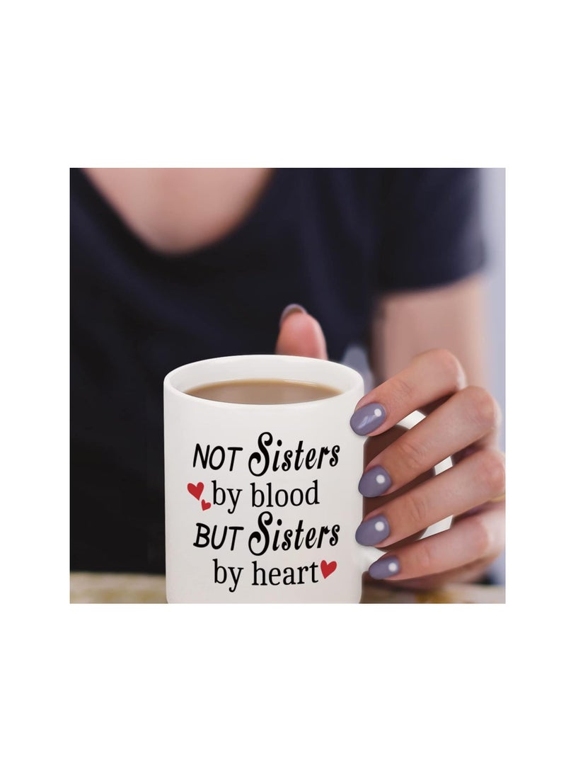 RYN - Best Friend Gift for Women, Not Sisters By Blood But Sisters By Heart Mug, Friendship Gifts, Christmas Birthday Mothers Day Gifts for Sister-in-law Step Sister Friends Female, 11 Oz White - Image 1