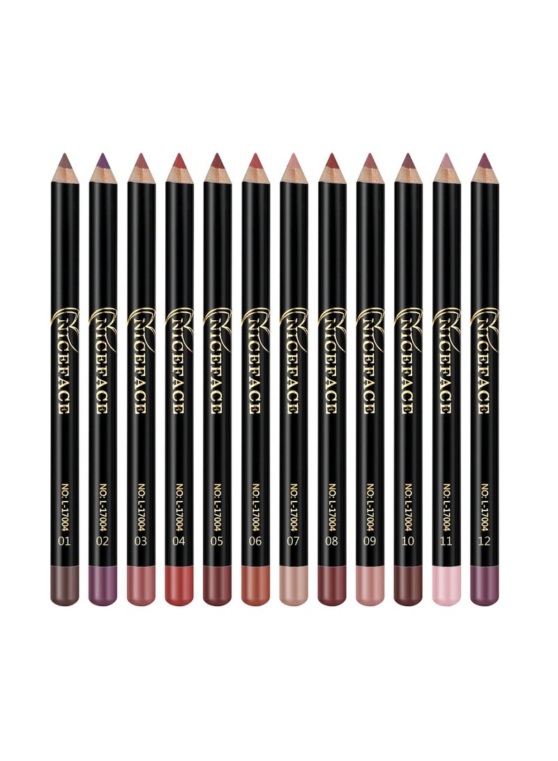 NICEFACE Lip Liner Set Waterproof Soft Lip Line Pencils 12 Colors Lip Shaping Pencil for Women - Image 2