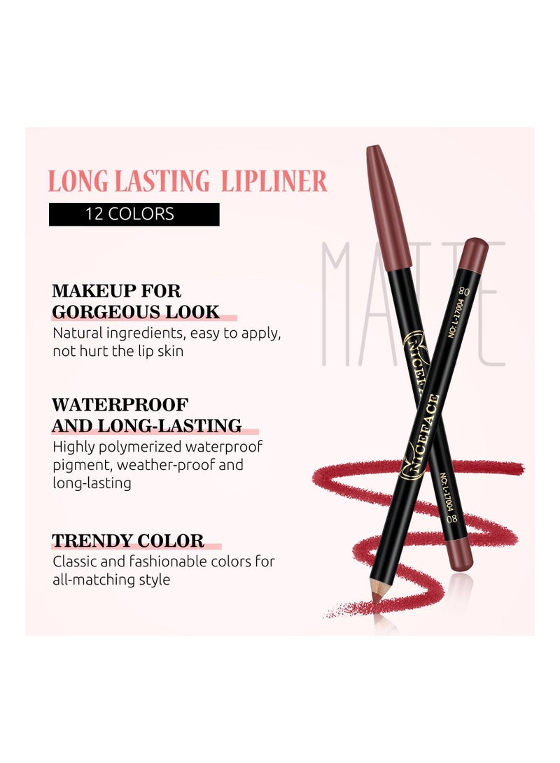 NICEFACE Lip Liner Set Waterproof Soft Lip Line Pencils 12 Colors Lip Shaping Pencil for Women - Image 3