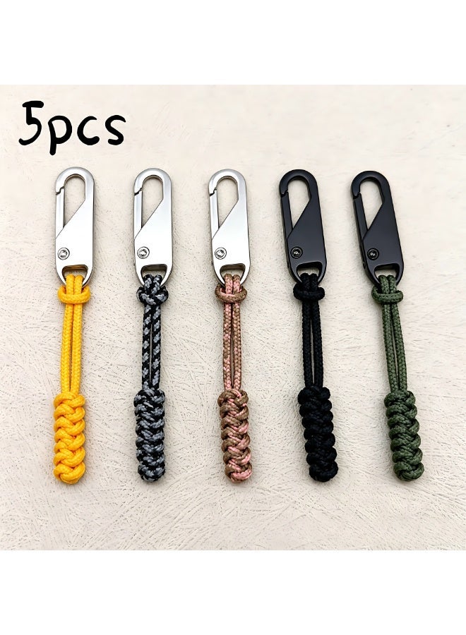 Detachable Zipper Pulls 5Pcs Set, Polyester Knotted Zipper Tabs, Replacement Zipper Heads for Bags & Outdoor Gear - Image 1