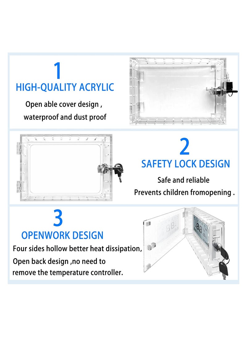 KASTWAVE Universal Thermostat Lock Box with Key, Clear Thermostat Guard for Wall, Thermostat Cover with Lock Fits Thermostats 6.5"H x 4.72"W x 1.65"D or Smaller (1 Set) - Image 4