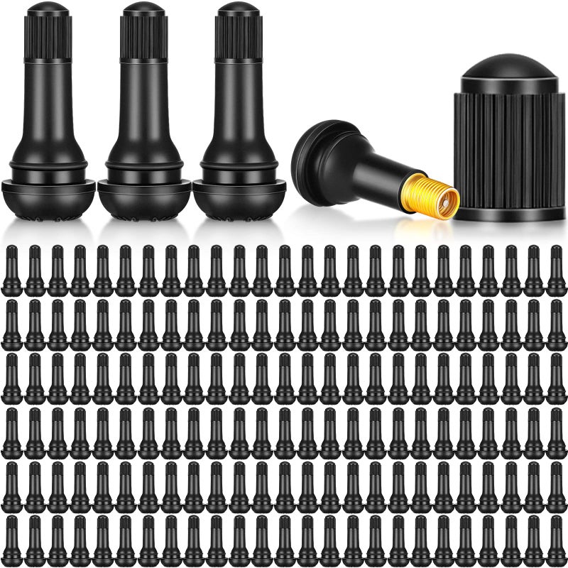 Tallew Tr413 Valve Stems Tubeless Bulk Rubber Snapin Valve Stems for 0453 Inch Rim Holes Black Standard Length Replacement Tool for Car Tubeless Replacement150 Pieces