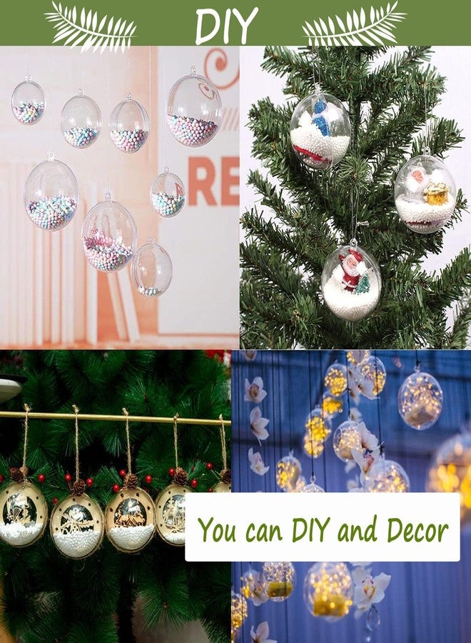 7Queen 80mm/3.14inch 24PCS Large Clear Ball Ornaments, 12Set Fillable Christmas Balls Shatterproof Ornament Baubles for DIY Crafts Christmas Wedding Party Decor (24) - Image 4