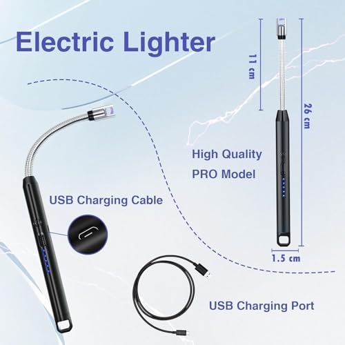 Crasts USB Plasma Rechargeable Electric Gas Lighter for Kitchen, Pooja Room, Candles, BBQ, Multi Purpose - 360 Degree Flexible & Windproof (Black) - Image 4