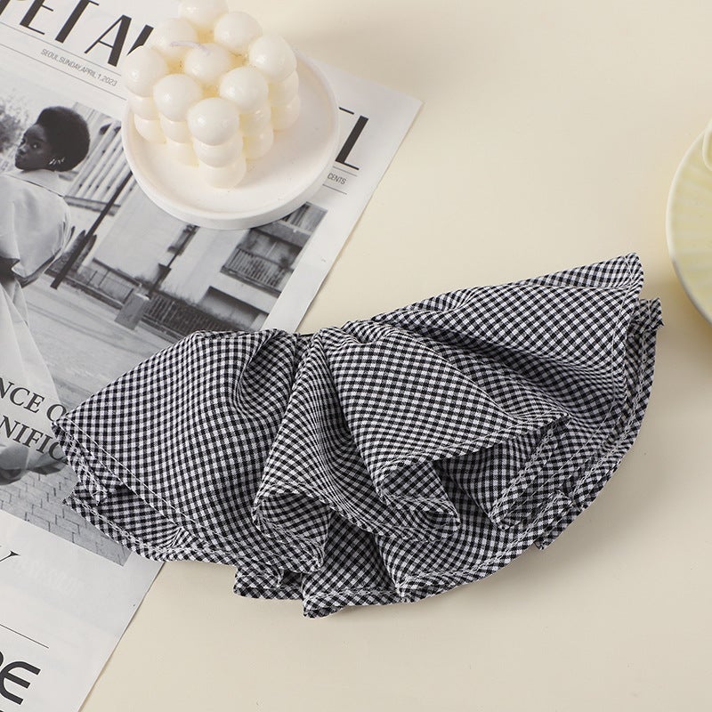 Generic Korean style double-layer skirt plaid hairpin hair ring heavy-duty hand-made design oversized headwear tied ponytail large intestine ring rubber band Plaid hairpin