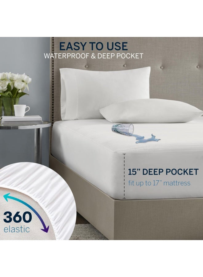 Serta وسادة مرتبة مدفأة مقاومة للماء - سخان كهربائي للسرير مزود بـ 10 إعدادات للحرارة ومؤقت إيقاف التشغيل التلقائي، وسادة مرتبة كهربائية معتمدة من ETL، جيب عميق مرن وقابلة للغسل في الغسالة، لون أبيض كينج  - Image 3