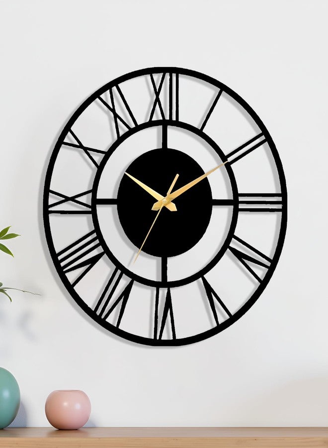 Vissera Silent Wall Clock for Bedroom | Decorative Metal Wall Watch for Living Room | Antique Designer Big Size Roman Number Modern Hanging Clock for Home Décor, Dining, Drawing, Wall Decoration Items - Image 1