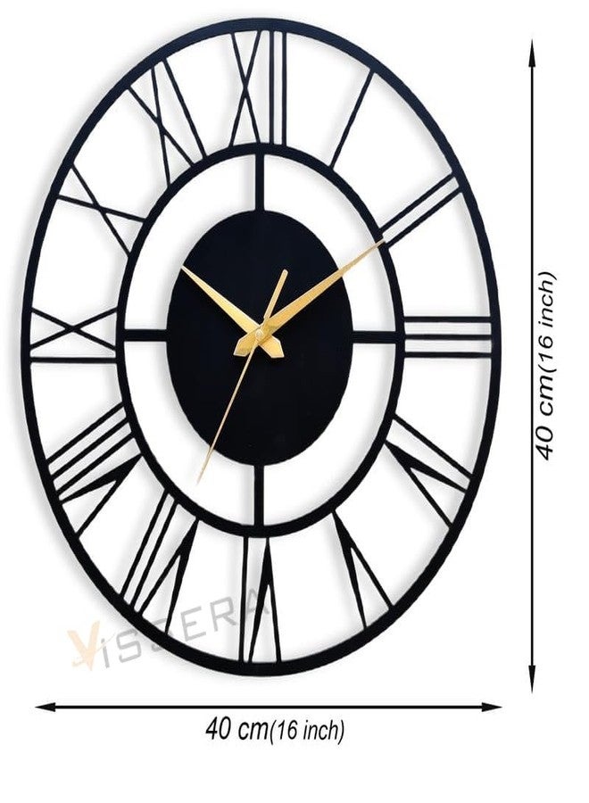 Vissera Silent Wall Clock for Bedroom | Decorative Metal Wall Watch for Living Room | Antique Designer Big Size Roman Number Modern Hanging Clock for Home Décor, Dining, Drawing, Wall Decoration Items - Image 4