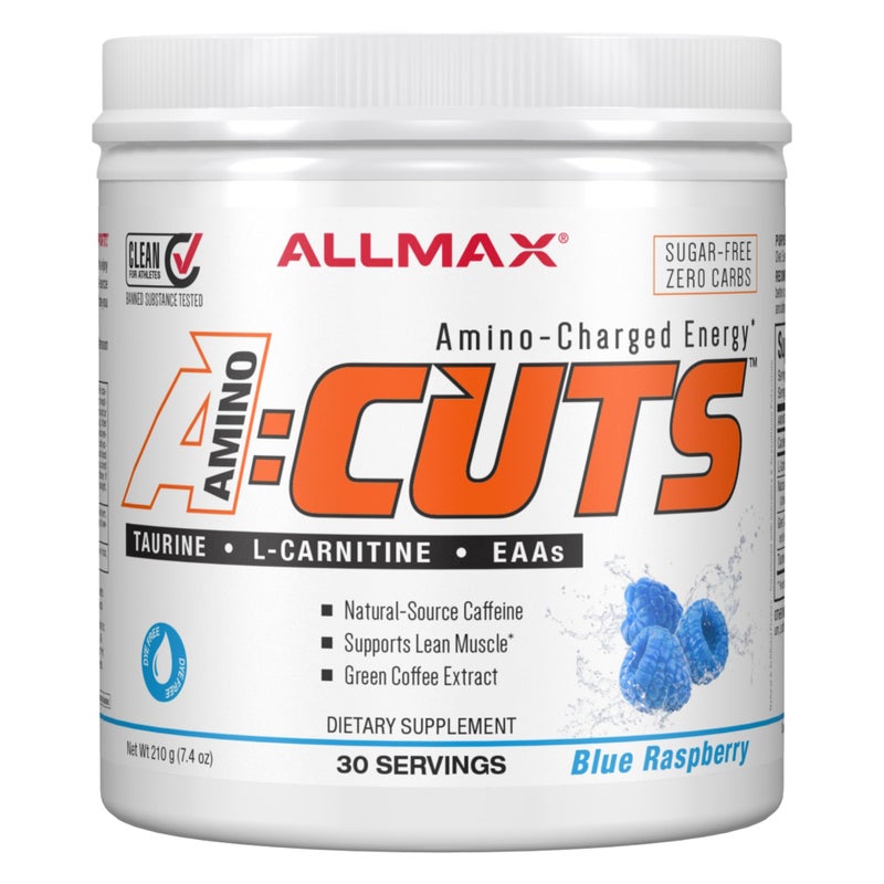 AllMax Nutrition مشروب الطاقة AMINOCUTS ACUTS من ALLMAX Nutrition مع التورين و L-Carnitine ومستخلص حبوب القهوة الخضراء بنكهة التوت الأزرق 36 حصة