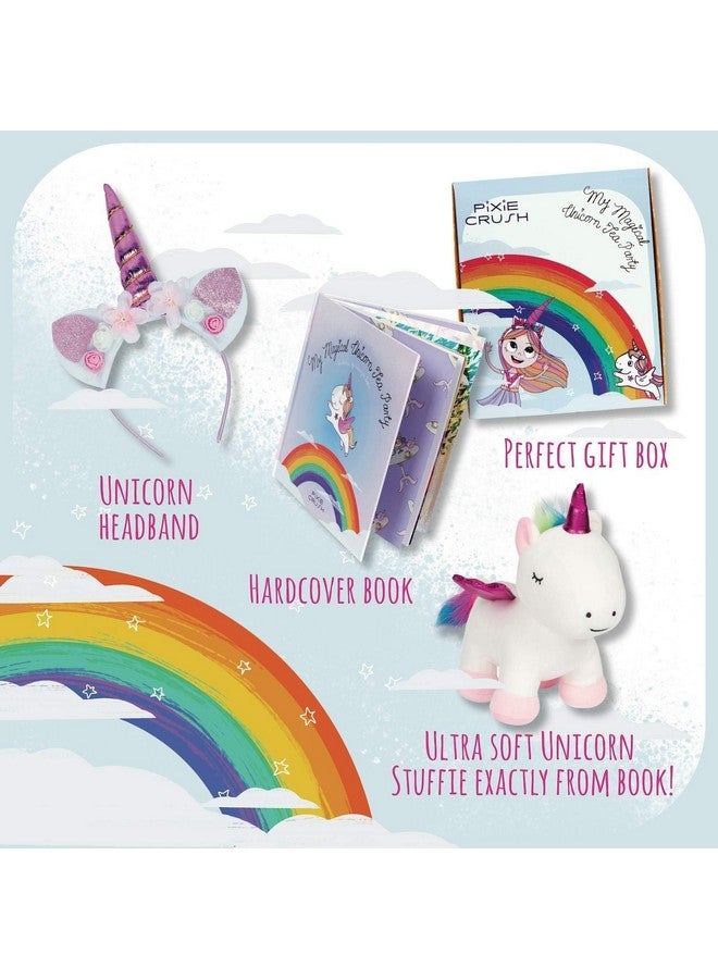 بيكسي كراش مجموعة هدايا لعبة يونيكورن وكتاب - تتضمن كتاب قصة يونيكورن، لعبة يونيكورن محشوة، وعصابة رأس قرن يونيكورن للفتيات من سن 3 4 5 6 7 سنوات، هدية رائعة لعيد الميلاد - Image 3