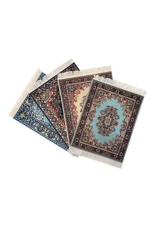 Inusitus Set Of 4 Dollhouse Rugs Miniature Doll House Accessory 10X7 Carpets Rectangle Kids Toy Furniture Carpeting Decor - Image 1