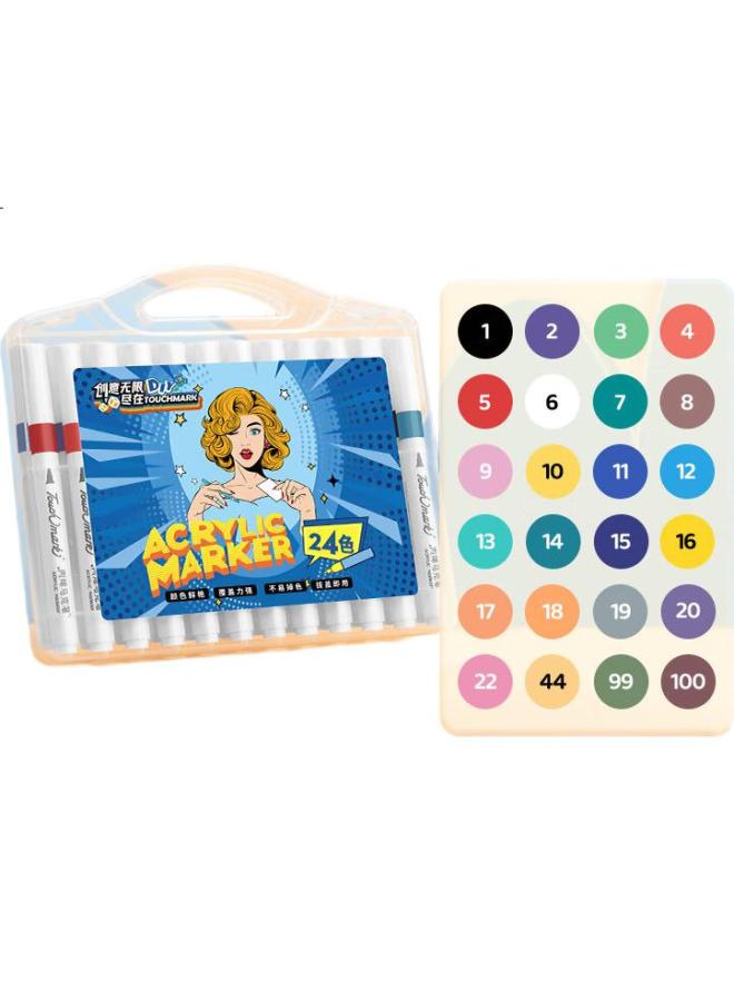 Touch Mark [Super Popular] Touchmark 24-Color Acrylic Markers, Watercolor Pens, Waterproof Quick-Drying Pens, Diy Doodle Drawing Pens, Children'S Student Color Pens, Refill Pen Set, Back-To Gift - Image 2