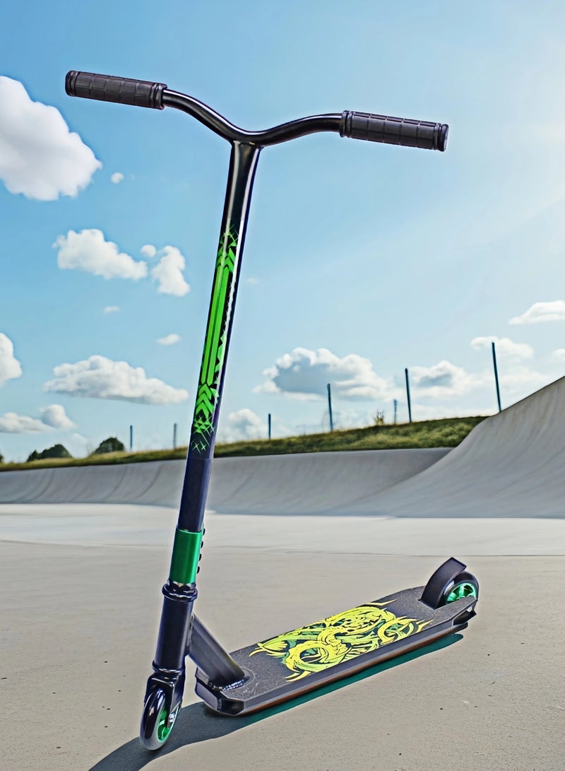 EASY FUTURE Pro Stunt Scooter for Tricks – 2 Wheel Freestyle Scooter with 110 mm Aluminium Wheels, Grip Tape Deck, Wide T-Tube Handlebars, Steel Brake, Lightweight 360° Spin, Beginner & Intermediate Level - Image 3