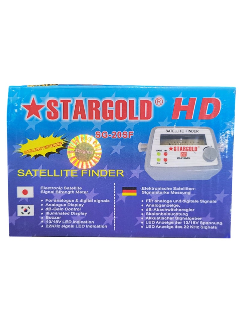 Stargold - HD Satellite Finder SG-20SF Digital and Analog Satellite Signal Strength Meter with LED Indication and Buzzer - Image 1
