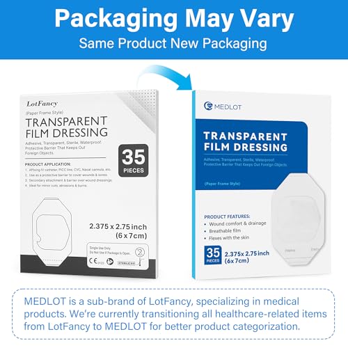 LotFancy Transparent Film Dressing, 2.37" x 2.75", 35PCS, Waterproof Wound Cover, Sterile Medical Adhesive Clear Bandage Pad for IV Catheters, Post-Surgical Showering, Tattoo Aftercare, First Aid - Image 4