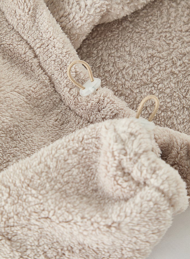 trendyol Beige Regular/Normal Cut Stopper Thick Polar/Plush Sweatshirt - Image 2