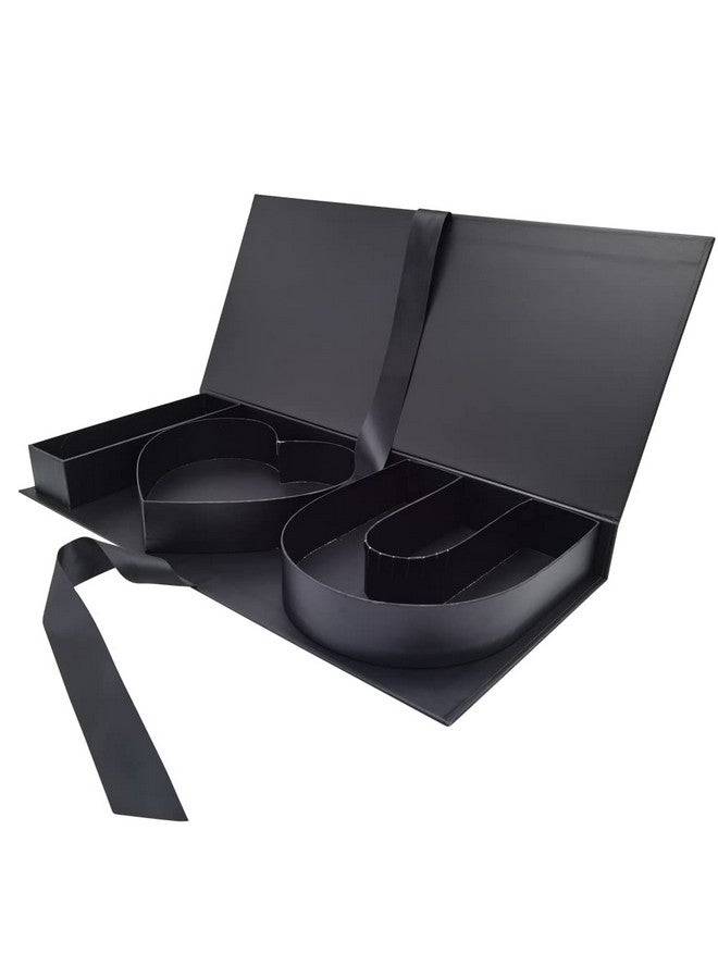 WENPACK صندوق هدايا من الورق المقوى قابل للتعبئة على شكل حرف I Love You (أسود داكن) - Image 1