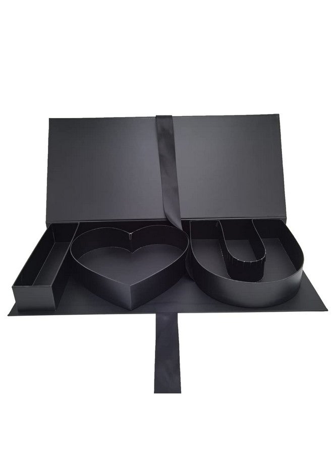 WENPACK صندوق هدايا من الورق المقوى قابل للتعبئة على شكل حرف I Love You (أسود داكن) - Image 2