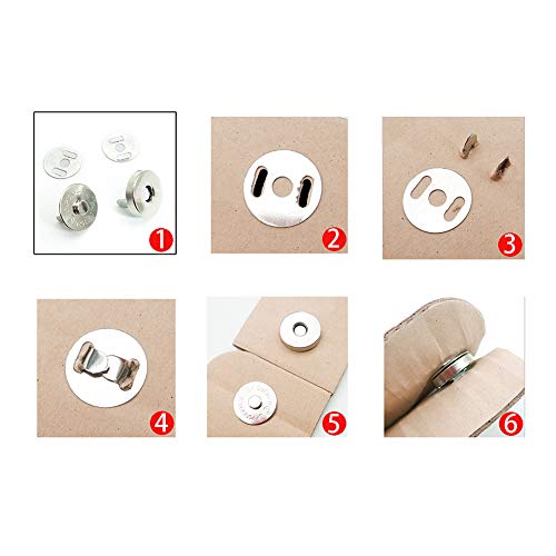 Vafon 50 Sets Silver Tone Magnetic Purse Snap Clasps Button/Great for Closure Purse Handbag Clothes Sewing Craft No Tools Required 14mm - Image 3