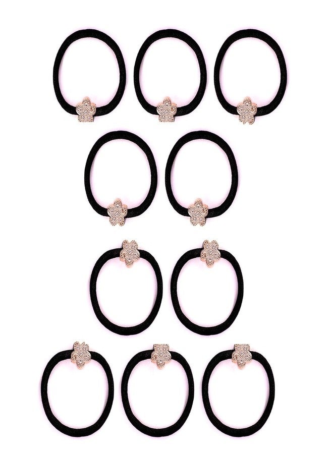 Hivata Rubber Band Smooth Elastic Cotton Stretch For Curly Thick Thin Hair Band Scrunchies Ties Soft Hair Accessories Ponytail Holders Trending Ties Women & Girls School Wear Black Color Pack of 10 PC - Image 4
