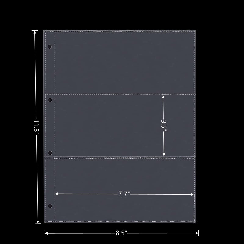 MUDOR 60 Pockets Currency Storage Pages with PP Material, PVC and Acid Free, 3-Pocket Page Bill Holders Refill Sheets for Collectors, 4 Holes Fillers Sleeves - Image 5