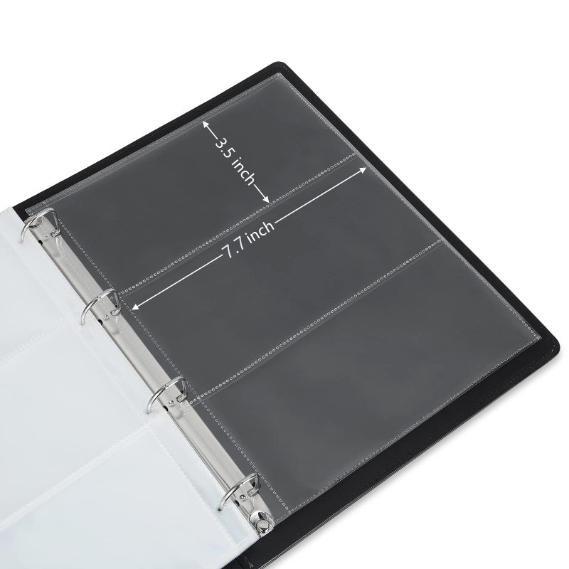 MUDOR 60 Pockets Currency Storage Pages with PP Material, PVC and Acid Free, 3-Pocket Page Bill Holders Refill Sheets for Collectors, 4 Holes Fillers Sleeves - Image 2