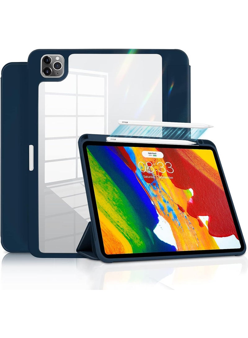 Rock Pow Case for iPad Pro 12.9 Inch (6th/5th/4th/3rd Generation 2022/2021/2020/2018) - Pencil Holder + Auto Sleep/Wake + Camera Protection Transparent Shockproof Back Cover - Image 1