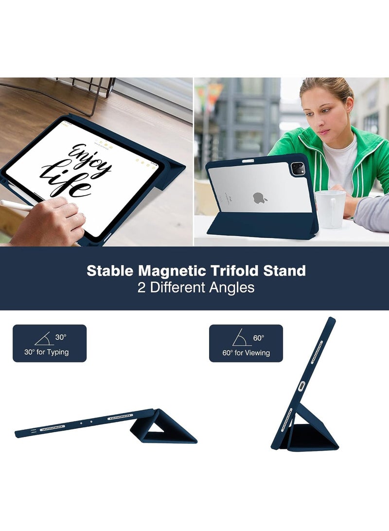 Rock Pow Case for iPad Pro 12.9 Inch (6th/5th/4th/3rd Generation 2022/2021/2020/2018) - Pencil Holder + Auto Sleep/Wake + Camera Protection Transparent Shockproof Back Cover - Image 3