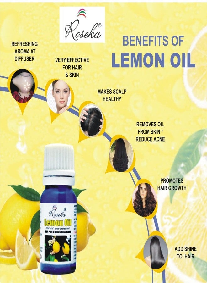 Roseka Combo Set Lemon Essential Oil Pure & Natural Undiluted Therapeutic Grade for Skin Pigmentation, Face, Hair, Aromatherapy and Massage, 40 ml (Pack of - 4) - Image 3