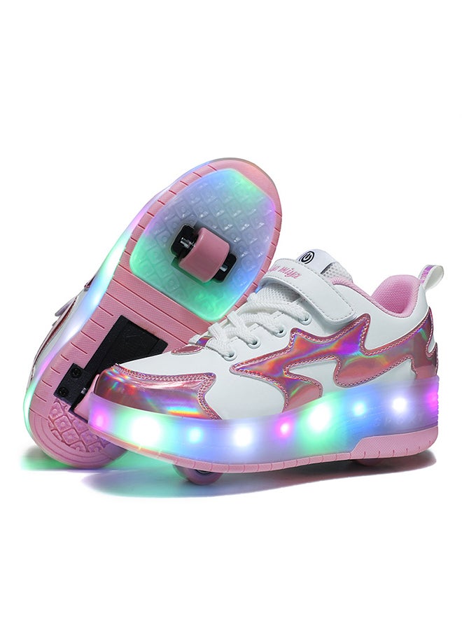 Loquat Kids Roller Skates Light Up Shoes with Double Wheel Shoes LED USB Charging Roller Sneakers for Girls Boys Best Gift - Image 1