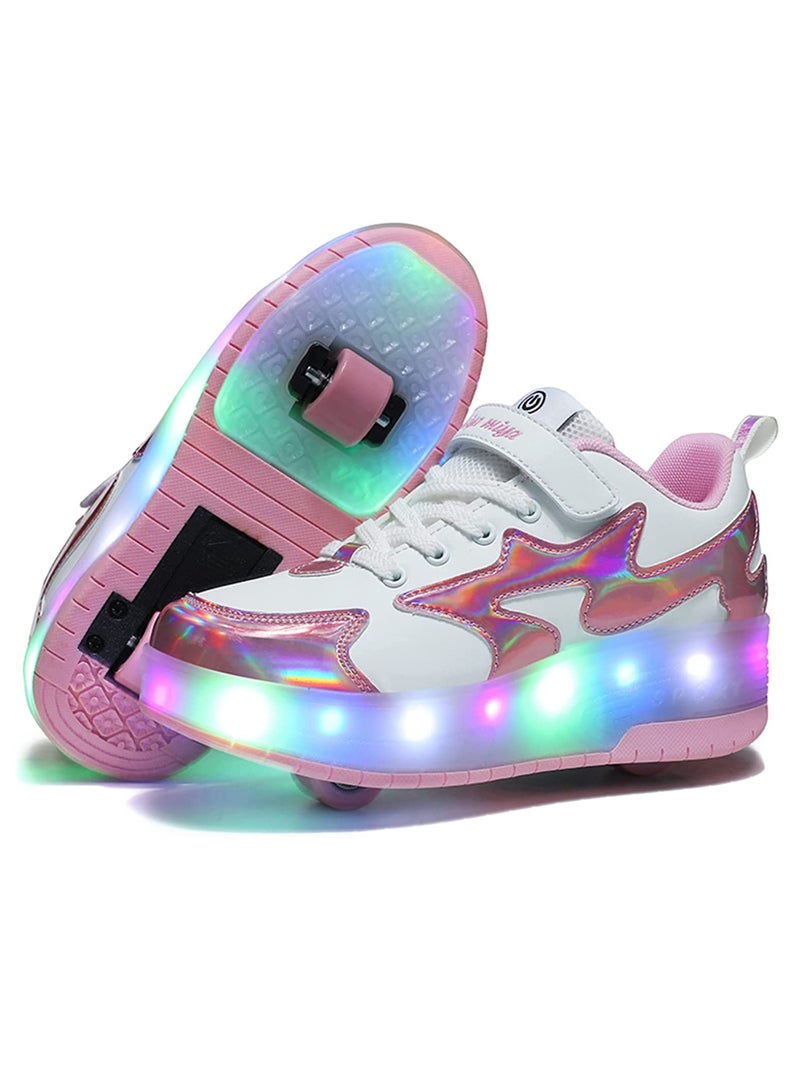 Loquat Kids Roller Skates Light Up Shoes with Double Wheel Shoes LED USB Charging Roller Sneakers for Girls Boys Best Gift - Image 2