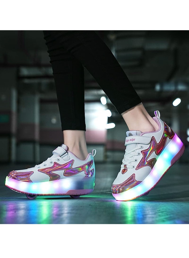 Loquat Kids Roller Skates Light Up Shoes with Double Wheel Shoes LED USB Charging Roller Sneakers for Girls Boys Best Gift - Image 3