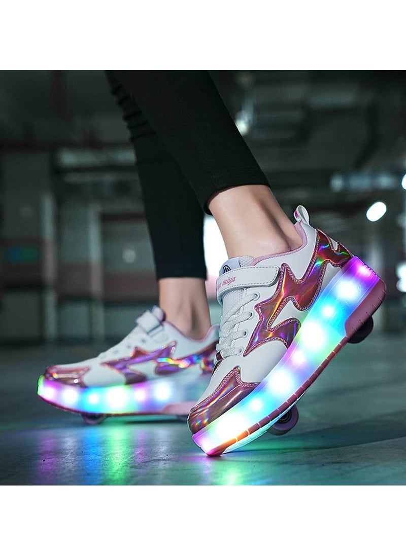 Loquat Kids Roller Skates Light Up Shoes with Double Wheel Shoes LED USB Charging Roller Sneakers for Girls Boys Best Gift - Image 4