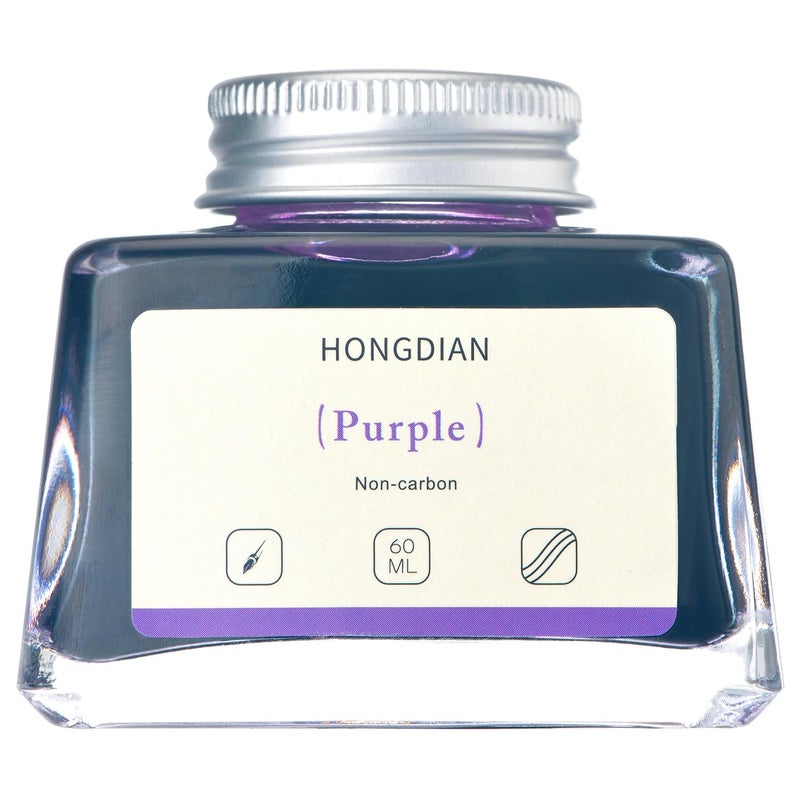 Asvine Hongdian Fountain Pen Bottled Ink Purple Color, 60ml Non Carbon Inkwell Bottle, Artist Calligraphy Ink - Image 2