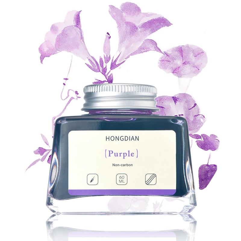 Asvine Hongdian Fountain Pen Bottled Ink Purple Color, 60ml Non Carbon Inkwell Bottle, Artist Calligraphy Ink - Image 1