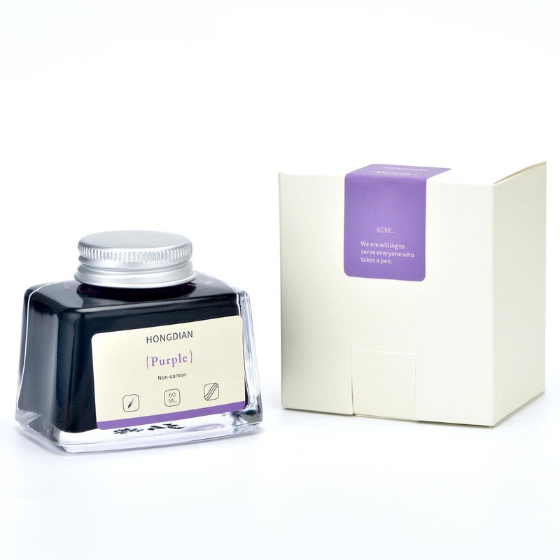Asvine Hongdian Fountain Pen Bottled Ink Purple Color, 60ml Non Carbon Inkwell Bottle, Artist Calligraphy Ink - Image 3