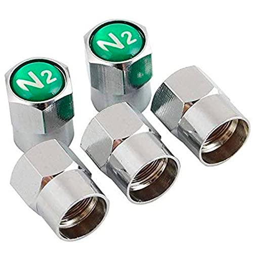 GODESON Chrome Plated Brass Tire Valve Stem Caps N2 Nitrogen Sign Logo on The Top, 5 pcs/Set (Additional 1pcs Spare). - Image 4